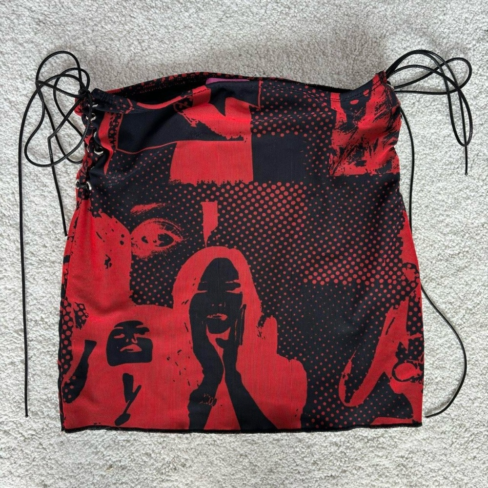edikted tati red black mesh mini skirt